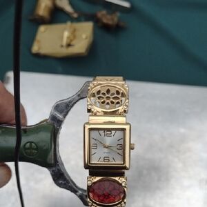 Gold GS Women's Watch with Red Accents